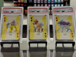 2000 Pokemon Gold Playing Cards Part 2 Entei, Raikou, Suicune PSA 10 Low POP - Image 1
