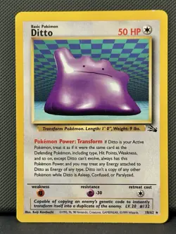 Ditto 18/62 Fossil Non-Holo Rare Vintage 1999 Pokemon Card WOTC LP+ - Image 1