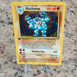 Pokemon TCG Base Set Machamp 8/102 Holo Rare English 1999 100 HP Unlimited - Image 1