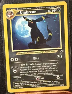 Pokemon TCG Umbreon 13/75 Neo Discovery Holo Rare Unlimited English NM-/LP+ - Image 1