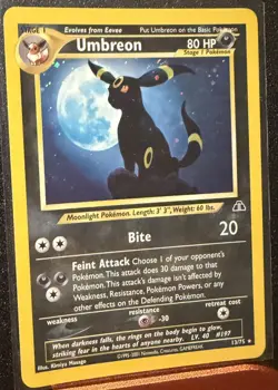 Pokemon TCG Umbreon 13/75 Neo Discovery Holo Rare Unlimited English NM-/LP+ - Image 2