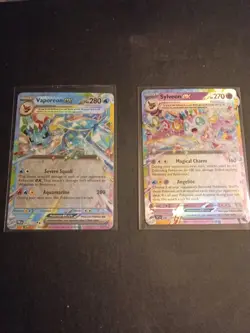 Pokemon TCG English Holo 2 Card Lot Vaporeon ex 023/131 Sylveon ex 086/191 Tera - Image 1