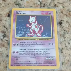 Pokemon TCG Base Set Mewtwo 10/102 Holo Rare English 1999 WOTC 60 HP Unlimited - Image 1
