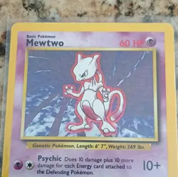 Pokemon TCG Base Set Mewtwo 10/102 Holo Rare English 1999 WOTC 60 HP Unlimited - Image 2