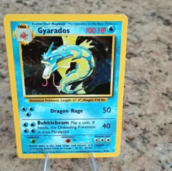 Pokemon TCG Base Set Gyarados 6/102 Holo Rare English 1999 100 HP - Image 1