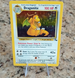 Pokemon TCG Fossil Dragonite 4/62 Holo Rare English 1999 WOTC 100 HP Unlimited - Image 1