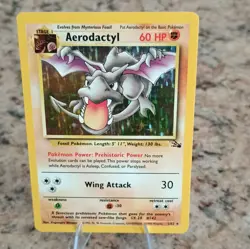 Pokemon TCG Fossil Aerodactyl 1/62 Holo Rare English 1999 60 HP Unlimited - Image 1