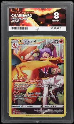 Pokemon TCG Charizard Trainer Gallery TG03/TG30 Swsh11 Lost Origin Ace 8 Holo - Image 1