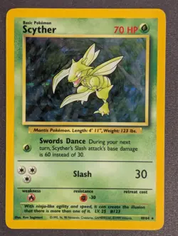 Pokemon TCG English Card Jungle No Symbol Error Scyther 10/64 Holo Rare - Image 1
