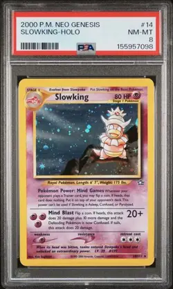 2000 Pokemon Card TCG - Neo Genesis - Slowking Holo Rare 14/111 English PSA 8 - Image 1
