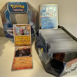 340+ Pokemon & Japanese Market Trading Cards Job Lot Bundle In Storage Tin VGC - Image 1