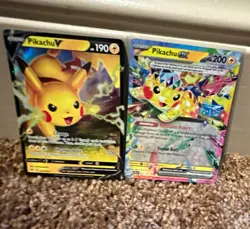 Pokemon TCG Pikachu Lot of 2 Cards - Pikachu V & Pikachu ex, English Foil - Image 1