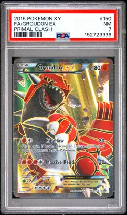 2015 POKEMON PRIMAL CLASH GROUDON EX #150 FULL ART PSA 7 NM #152723336 - Image 1