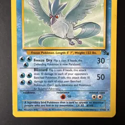 Pokemon TCG Articuno Card 17/62 WOTC Fossil Set Non-Holo Rare Vintage LP - Image 5