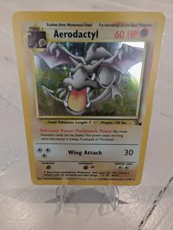 Pokemon TCG Aerodactyl Holo Card 1/62 Fossil Rare 1999 LP/NM Condition, K2 - Image 1