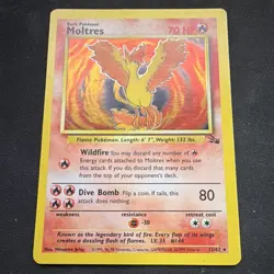 Moltres 12/62 Fossil Holo Rare Unlimited English Pokemon TCG 70 HP Basic - Image 1