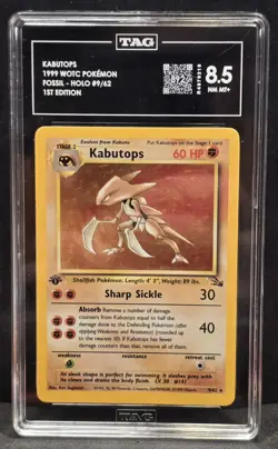 Pokemon TCG Kabutops Holo Rare 1st Edition Fossil, 9/62, Vintage WOTC TAG 8.5 - Image 1