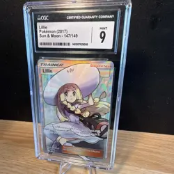 Pokemon Lillie 147/149 2017 SM Base Set Eng Holo Full Art Ultra Rare CGC 9 - Image 1
