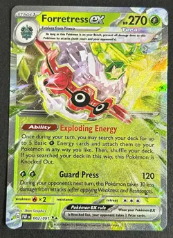 Forretress ex 002/091 Paldean Fates Double Rare Holo Pokemon TCG Card NM - Image 1