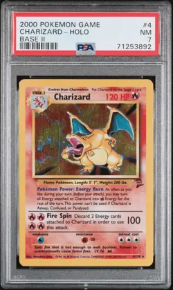 PSA 7 NM Charizard 4/130 Base Set 2 Holo Pokemon Graded Card - Image 1
