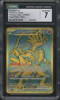 2024 Pokemon Paldean Fates Hyper Rare Holo #245 Koraidon EX NM CGC 7 - Image 1