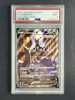 PSA 9 Umbreon V Alternate Art 189 Full Art Pokemon Card Evolving Skies 2021 - Image 1