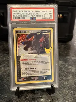 2021 Pokemon Celebrations Classic Coll #17 Umbreon Gold Star PSA 10 GEM MINT - Image 1
