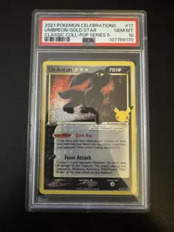 Umbreon Gold Star PSA 10 Gem Mint 17/17 Pokemon Celebrations - Image 1