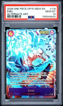 2026 ONE PIECE OP15-EB04-ADVENTURE ON KAMI'S ISLAND ALTERNATE ART ENEL PSA 10 - Image 1