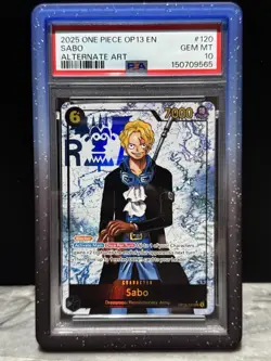 2025 One Piece Sabo OP13-120 Carrying On His Will SEC Alt Art PSA 10 + Guard - Image 1