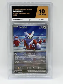 Ace 10 Delibird 152/132 Mega Evolution Illustration Rare Pokemon TCG Card - Image 1
