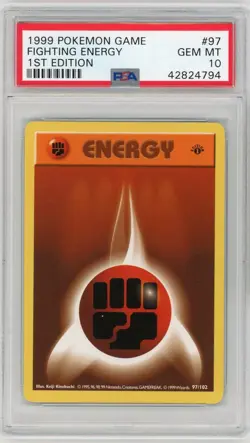 PSA 10 Pokemon TCG 1999 Base Set 1st Edition Shadowless - Fighting Energy 97/102 - Image 1