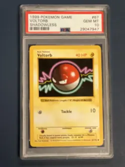 Pokemon TCG Voltorb Base Set Shadowless 67/102 PSA 10 1999 - Image 1