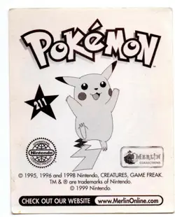 EKANS PUZZLE #211 CROMO / STICKER POKEMON SERIE 1 MERLIN 1999 DEL ALBUM ROJO - Image 2
