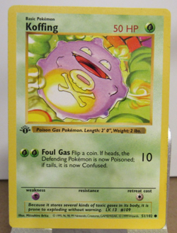 Pokemon Cards Koffing 1st Edition Base Set Shadowless Card 51/102 - Image 1