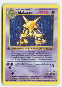 Alakazam 1/102 Holo Rare Base Set Shadowless Pokemon 1st Edition Holo - Image 1