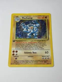 Vintage Pokemon Card TCG Machamp Base Set 8/102 Holo 1st Edition Holo Rare HP - Image 1