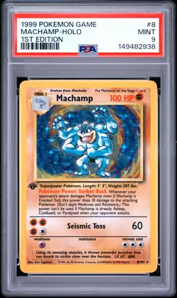 1999 POKEMON BASE SET 1ST EDITION #8 MACHAMP-HOLO PSA 9 - Image 1