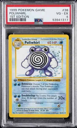 1999 POKEMON BASE SET 1ST EDITION #38 POLIWHIRL PSA 4 - Image 1