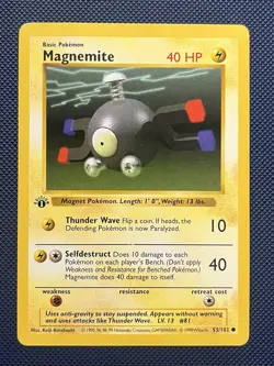 1st Edition Magnemite Base Set Shadowless Pokemon Common 053/102 - Image 1