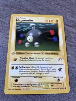 Wizards Pokemon TCG Magnemite 53/102 Base Set Shadowless 1st Ed HP40 1999 - Image 1