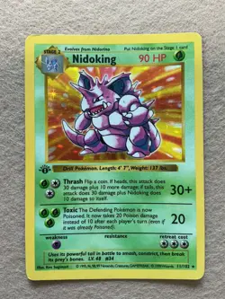 Pokemon Nidoking 1st Edition Base Set Shadowless Holo Rare 11/102 1999 - Image 1