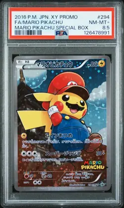 PSA 8.5 Mario Pikachu 294/XY-P Japanese Promo Special Box POP 5 Rare Pokemon - Image 3