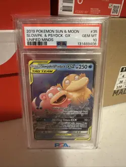2019 POKEMON SUN & MOON UNIFIED MINDS #35 SLOWPOKE & PSYDUCK GX PSA 10 - Image 1