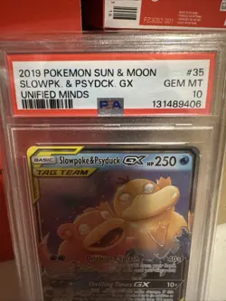 2019 POKEMON SUN & MOON UNIFIED MINDS #35 SLOWPOKE & PSYDUCK GX PSA 10 - Image 2