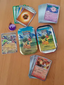 Pokemon TCG card bundle, 50 cards in mini tin 10 holo/reverse 1 EX Guaranteed - Image 1