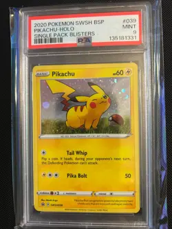 Pokemon TCG Cards Pikachu SWSH039 Black Star Promo Cosmos Holo PSA 9 MINT - Image 1