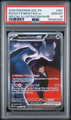 Pokemon Ascended Heroes PSA 10 Team Rocket's Mewtwo ex SIR Holo ENG NEW CERT - Image 1