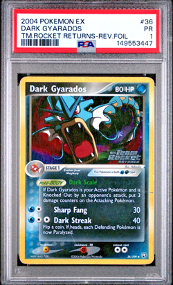 PSA 1 2004 Pokemon EX Team Rocket Returns Dark Gyarados Reverse Holo Foil 36/109 - Image 1