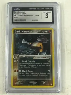 2004 Pokemon EX Team Rocket Returns Dark Marowak Holo #7/109 CGC 3 - Image 1